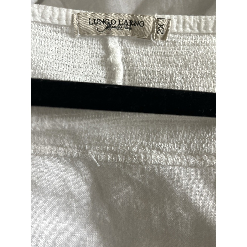 Lungolano Italy Womens 2X White Linen Tunic Top Made in Italy Lagenlook Coastal - Picture 5 of 5